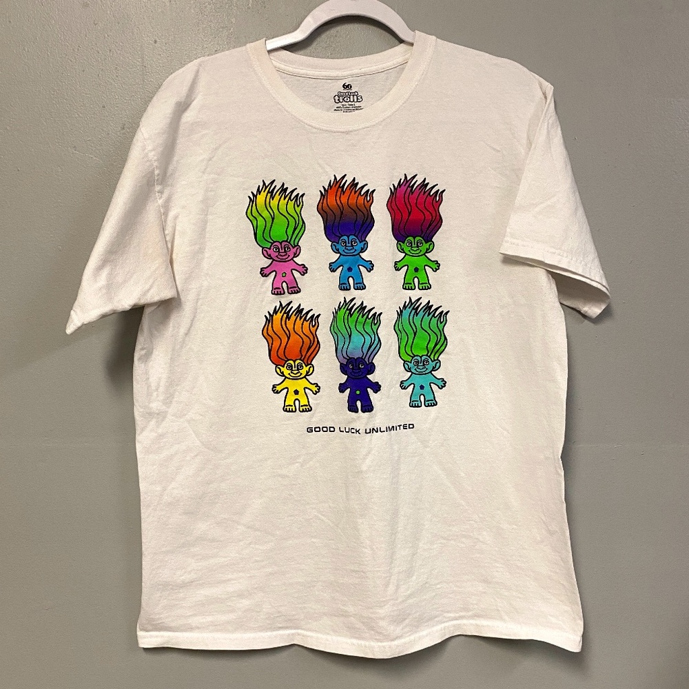 Good Luck Unlimited Trolls 60th Anniversary T-Shirt Size Large Short Sleeves